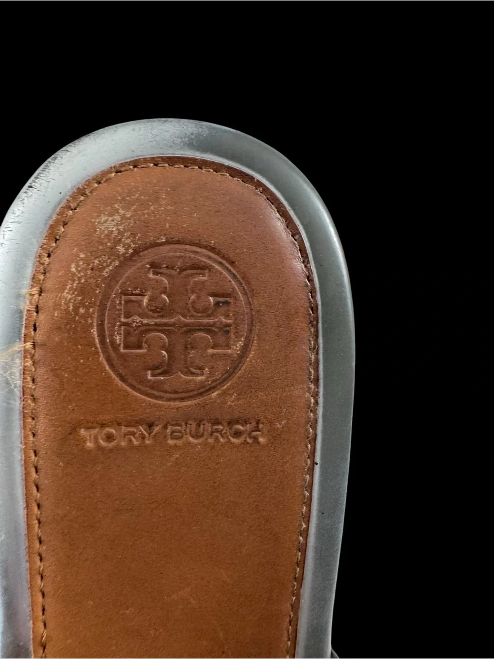 Tory Burch Brown Leather Sandals with Silver Logo Medallions